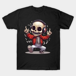 Funky Dancing Skeleton Anime Style Design T-Shirt